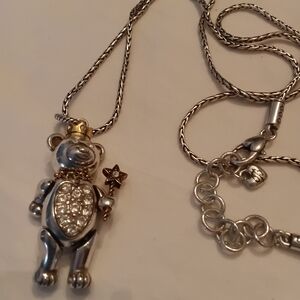 Brighton vintage articulated teddy bear pendant W 36" Brighton Chain